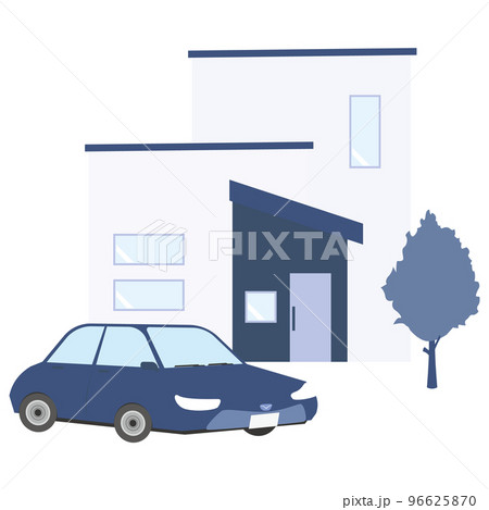 新築の綺麗な一軒家と自動車 96625870
