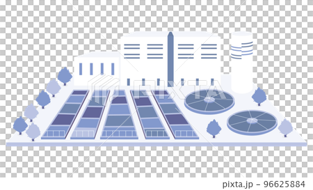 Flat illustration of water treatment plant for water supply and sewerage 96625884
