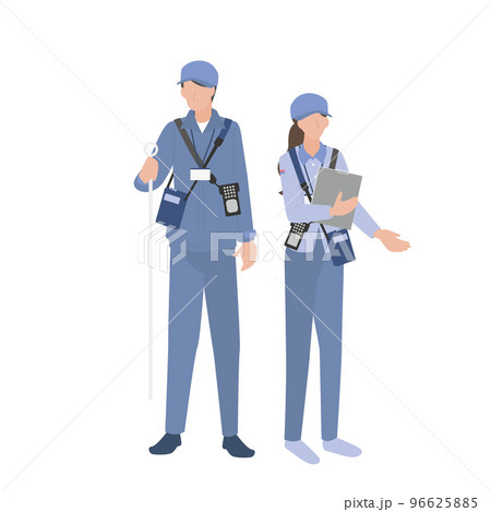 水道の調査業務に努める男性と女性 96625885