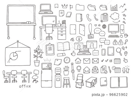 手描きのビジネスアイコンセット詰め合わせ3（モノクロ） 96625902