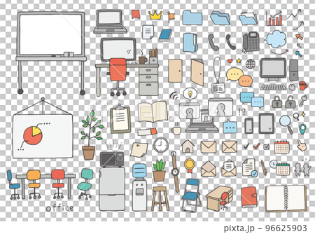 Hand-drawn business icon set assortment 3 (color) 96625903