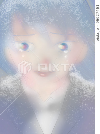 青髪の少女の漫画キャライラスト(4) 96627461