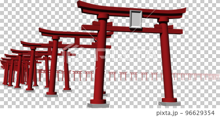 The sight of the red torii gates of the shrine is beautiful. background transparent illustration The sight of the red torii gates of the shrine is beautiful. background transparent illustration 96629354