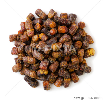 Heap of bee perga, bee pollen on a white. Top view 96630066