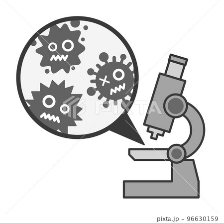 顕微鏡でバイ菌やウイルスを拡大して研究するイラスト 96630159