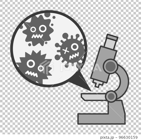 顕微鏡でバイ菌やウイルスを拡大して研究するイラスト 96630159