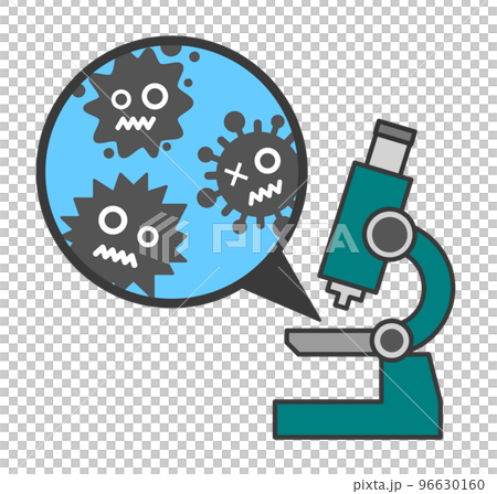 Illustration of enlarging and studying bacteria and viruses with a microscope Illustration of enlarging and studying bacteria and viruses with a microscope 96630160