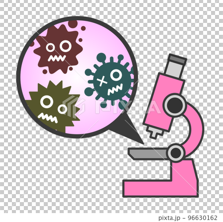 顕微鏡でバイ菌やウイルスを拡大して研究するイラスト 96630162