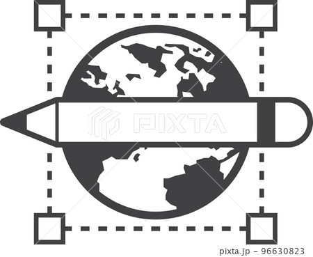 globe and pencil illustration in minimal style globe and pencil illustration in minimal style 96630823