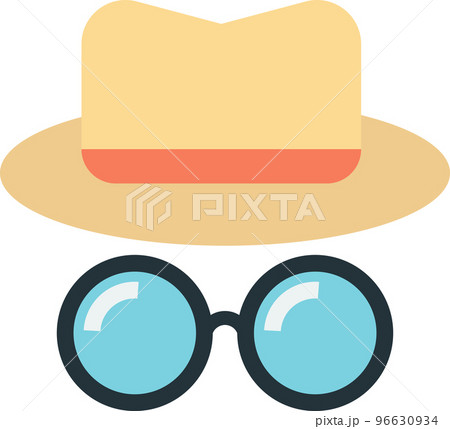 Round glasses and top hat illustration in minimal style Round glasses and top hat illustration in minimal style 96630934