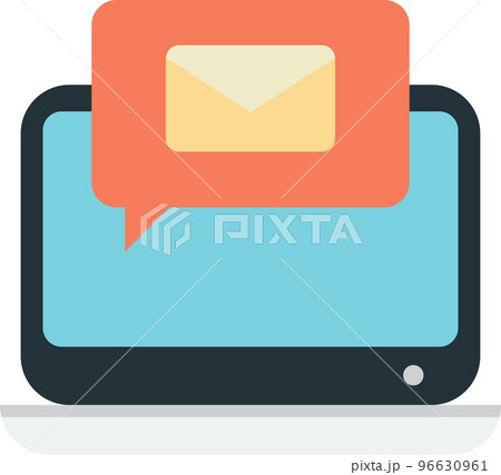 laptop with email messages illustration in minimal style laptop with email messages illustration in minimal style 96630961
