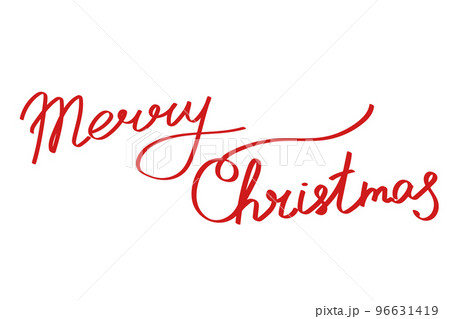 Merry Christmas lettering isolated. Hand made lettering calligraphy inscription. Vector art. 96631419