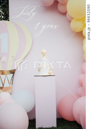 first birthday pink cake with decorations for cake smash first birthday pink cake with decorations for cake smash 96632090