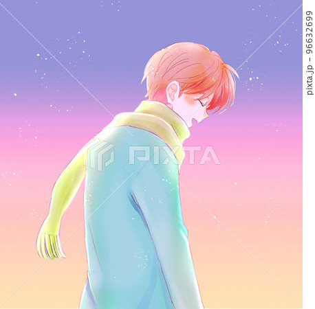 冬の男性　夕暮れ 96632699