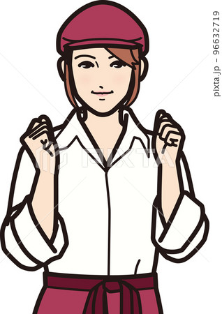 ファストフード女性店員 ガッツポーズ 96632719