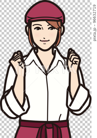 Fast food female clerk Guts pose 96632719