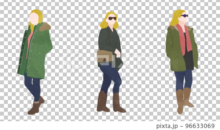 冬のファッショナブルな女性のイラストセット 冬のファッショナブルな女性のイラストセット 96633069