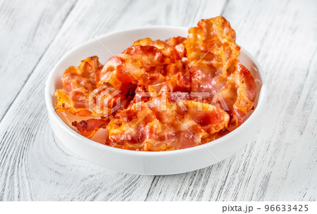 Bowl of fried bacon Bowl of fried bacon 96633425