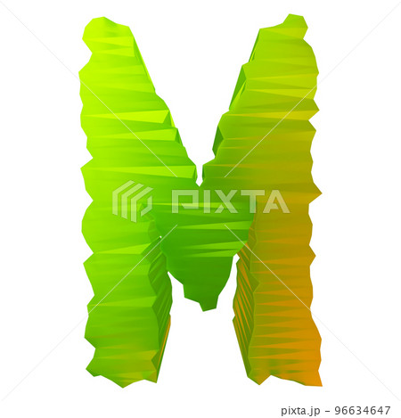 3D rendered faceted letter.Three-cornered art font. 3D rendered faceted letter.Three-cornered art font. 96634647
