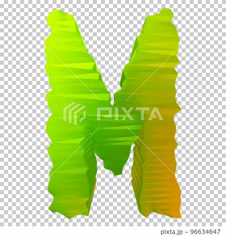 3D rendered faceted letter.Three-cornered art font. 3D rendered faceted letter.Three-cornered art font. 96634647