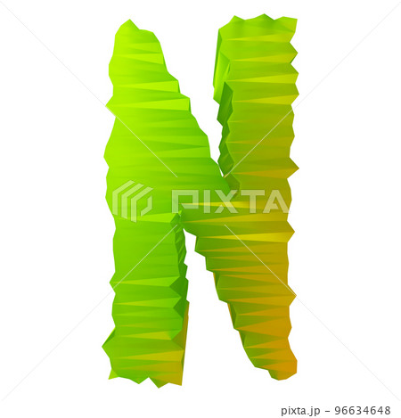 3D rendered faceted letter.Three-cornered art font. 96634648