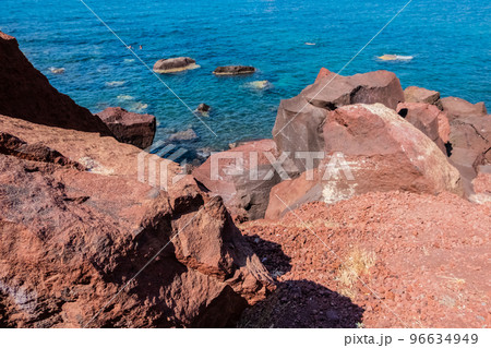 Summer destination. Red beach of Santorini, Greece. Summer destination. Red beach of Santorini, Greece. 96634949
