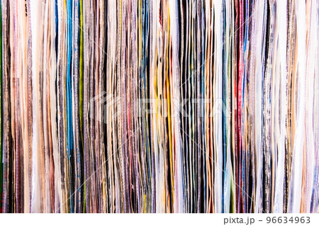 High-quality photo stack of old vinyl records. 96634963