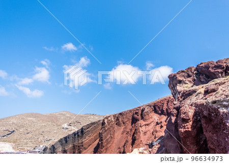 Beautiful view of Red beach cliff at Santorini Island in Greece Beautiful view of Red beach cliff at Santorini Island in Greece 96634973
