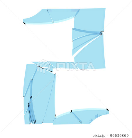 Broken glass number on transparent background.3D rendered illustration. 96636369
