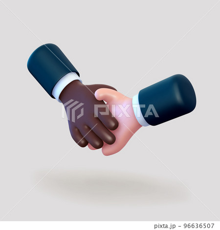 3D cartoon handshake gesture 3D cartoon handshake gesture 96636507