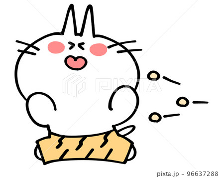 節分　逃げる鬼にゃんこのイラスト素材 96637288