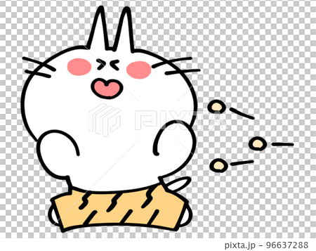 節分　逃げる鬼にゃんこのイラスト素材 96637288