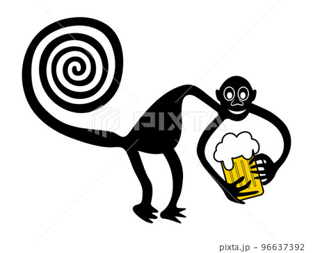 Monkey with beer and beer belly 96637392