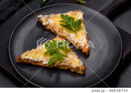 Tasty sandwich with crunchy toast with egg and cheese Tasty sandwich with crunchy toast with egg and cheese 96638744