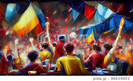 Football stadium with football fans Football stadium with football fans 96639003