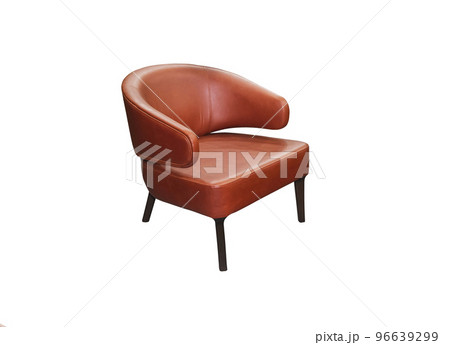 Comfortable red leather armchair on white background. Interior element 96639299