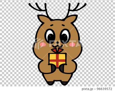 高圧的にプレゼントを渡すトナカイのイラスト素材 96639572