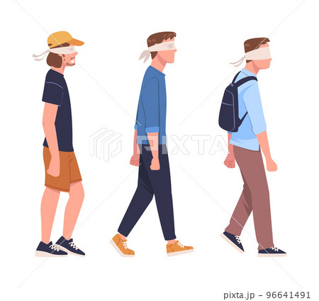 Man Character Wearing Blindfold Following Someone Trusting and Having Faith in Something Vector Set Man Character Wearing Blindfold Following Someone Trusting and Having Faith in Something Vector Set 96641491