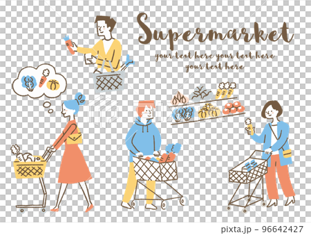 People shopping at the supermarket _ set _ color 96642427
