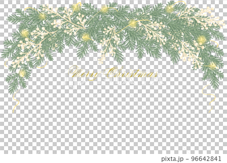 クリスマスの伝統的な植物を使ったガーランドのポストカード用のイラスト 96642841