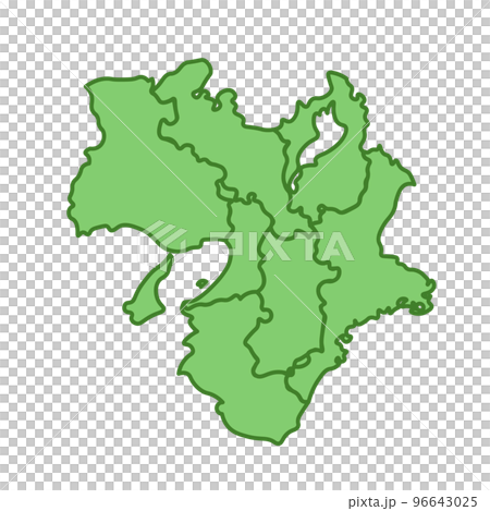 近畿地方のかわいい地図　県境付き 96643025
