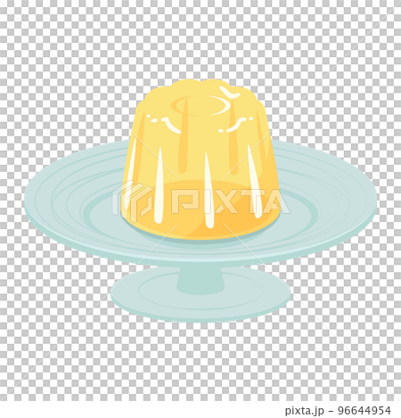 プレートに乗ったイエローのゼリーのイラスト 96644954