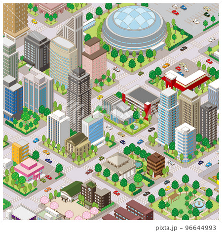 街並みの立体図. 都市の景観.  96644993