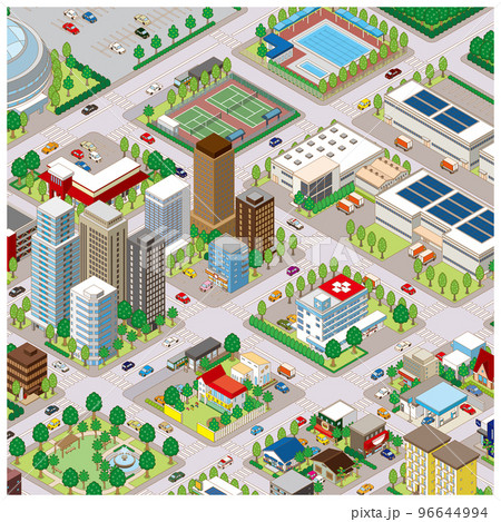 街並みの立体図. 都市の景観.  96644994
