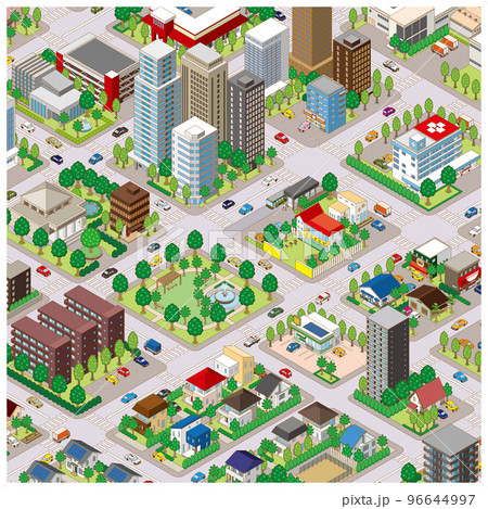 街並みの立体図. 都市の景観.  96644997