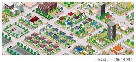 街並みの立体図. 都市の景観.  96644999