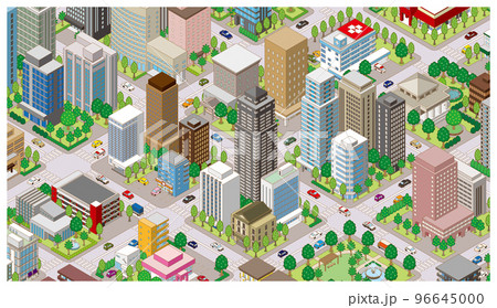 街並みの立体図. 都市の景観.  96645000