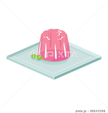 ガラスのプレートに乗ったピンクのゼリーのイラスト 96645098