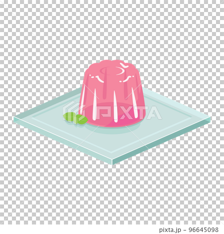 Illustration of pink jelly on a glass plate 96645098