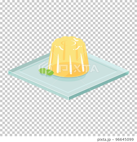 Illustration of yellow jelly on a glass plate 96645099